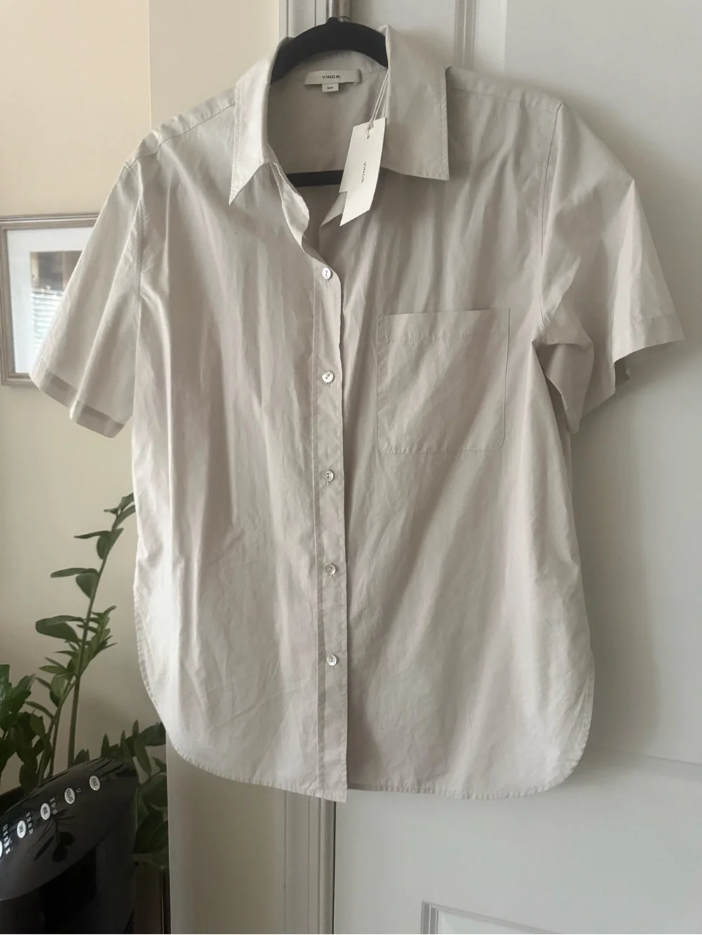 Vince Short-Sleeve Button-Up Shirt in Light Gray - Picture 1 of 3
